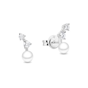 Cercei argint cu perle naturale albe si cristale DiAmanti SK24225E_W-G (Argint 925‰ 0,8 g.)